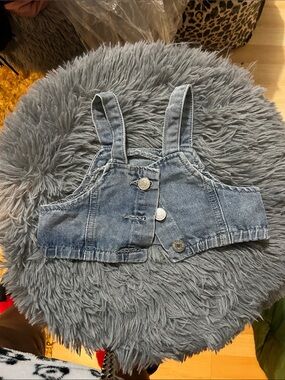 SHEIN Blue Denim Crop Vest for Kids